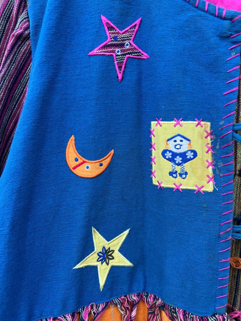 Maggie Barnes 4X Patchwork Jacket Whimsical Art Coat Boho Cottagecore Statement - Picture 5 of 8